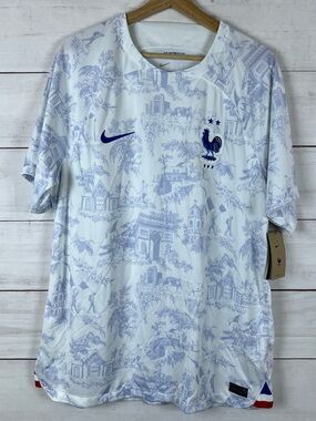 Nike France National Team 22/23 Dri-Fit Jersey Size XL White Blue DN0688-100